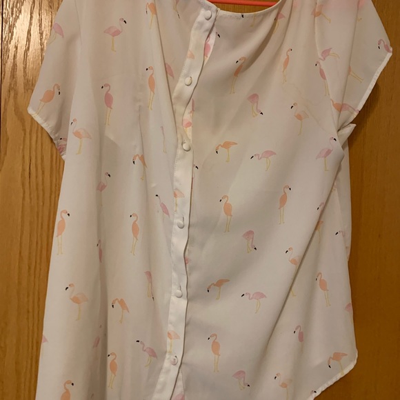 Torrid Flamingo Georgette Button Back - Picture 2 of 3